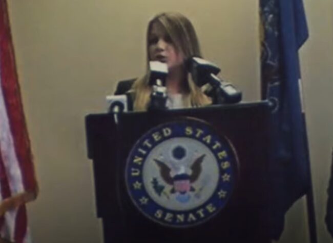 Ashley Potts giving a speech